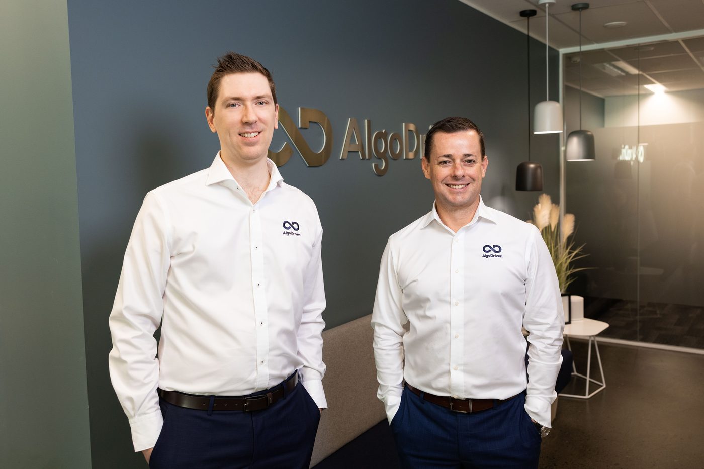 AlgoDriven co-founders Glenn Harwood and Jaron Crossland at the AlgoDriven office